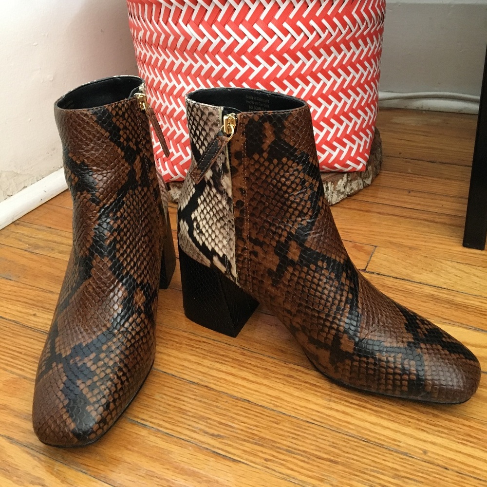 Snake print leather booties Aldo